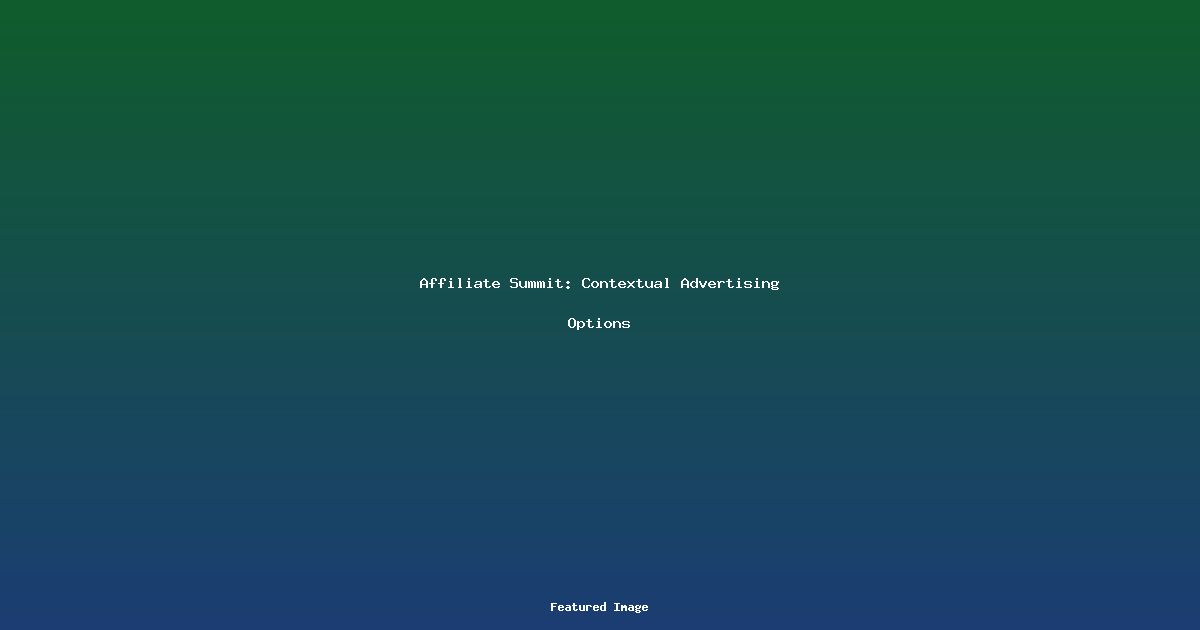 Affiliate Summit: Contextual Advertising Options